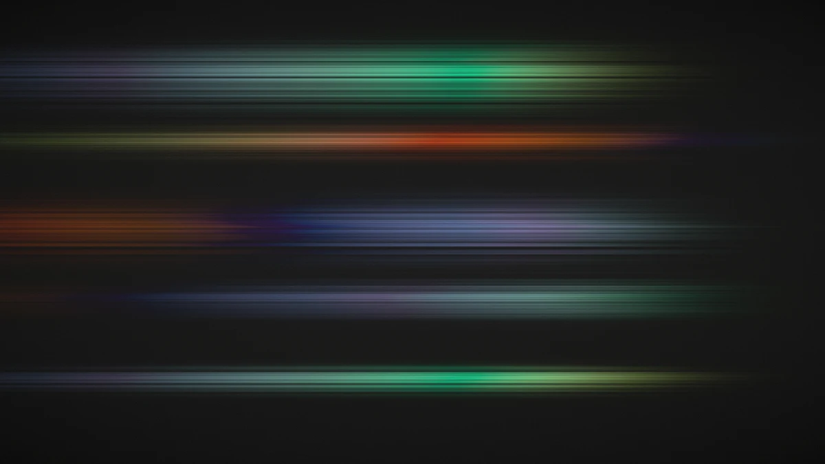 Iridescent light streaks on a dark field
